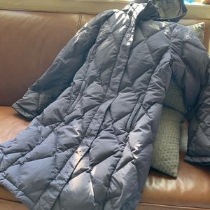 Fun, long, warm, purple winter coat from north face!